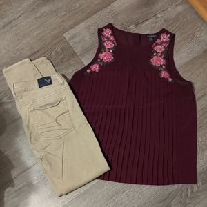 Pleated, floral blouse